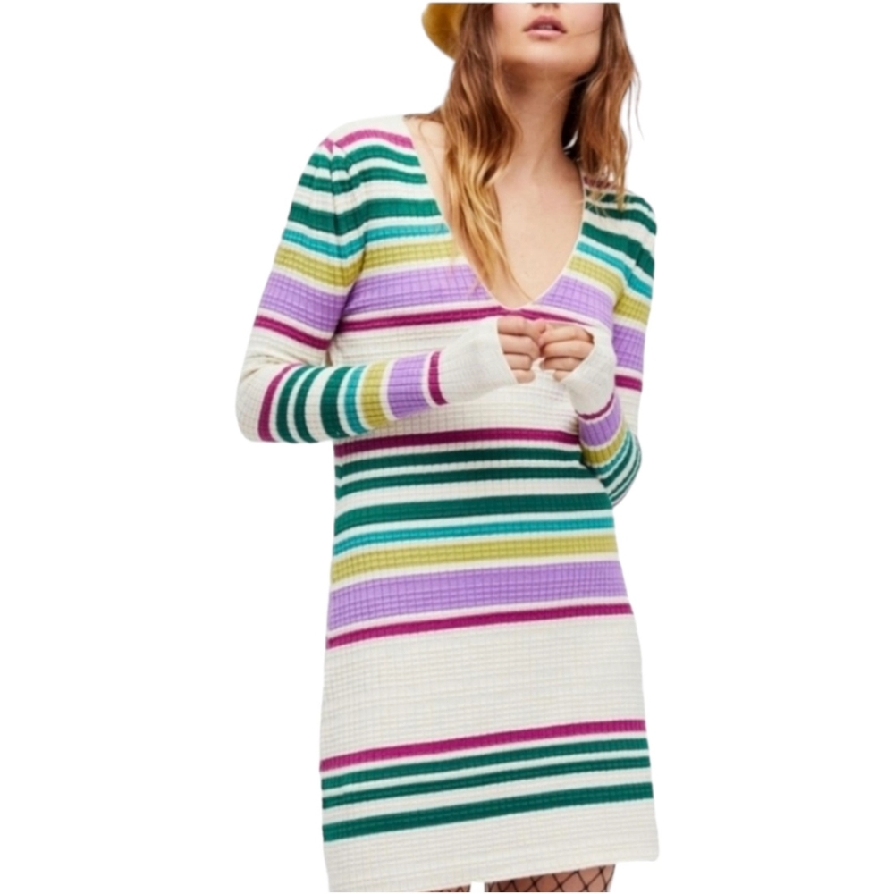 Free People Gidget Sweater Mini Dress In Ivory‎ Size Medium